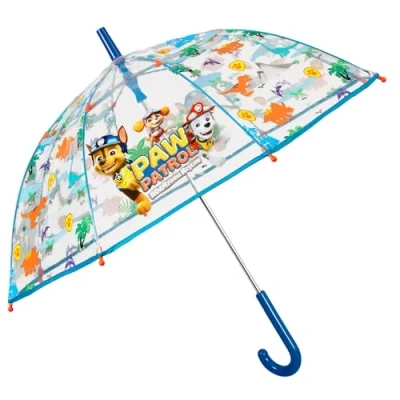 Afbeelding van Transparante Kinder Paraplu Kleine Jongens 3 4 5 Jaar Paw Patrol Regenparaplu Kinderen met Marshall Chase Doorzichtige Kinderparaplu Veiligheidsopening Diameter 64 cm Perletti (Blauw)