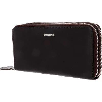 Afbeelding van bruno banani Leren Portemonnee New York Double Zip Around Wallet Brown Bruine
