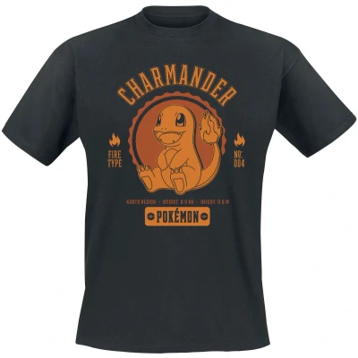 Afbeelding van Henry Tiger POKÉMON Collegiate Charmander Tshirt print, Heren, Maat: Small, Black
