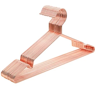 Afbeelding van SONGMICS Metalen hangers, 20 stuks, stijlvol verchroomd, roestvrij, ruimtebesparend, 42 cm lang, roségoud CRI44R20