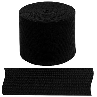 Afbeelding van AERZETIX C67546 plat gevlochten elastiek 5 meter breedte 60 mm polyester + latex kleur zwart