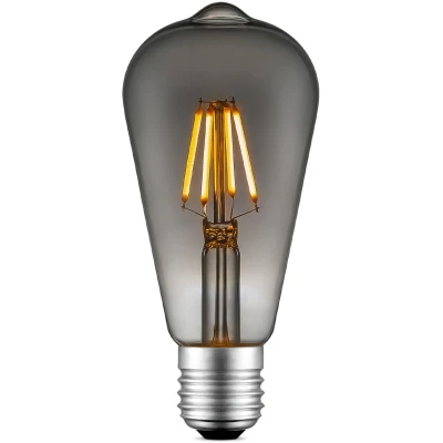 Afbeelding van Home Sweet Edison Vintage E27 LED filament lichtbron Drop Rook 6.4/6.4/14cm ST64 Deco Retro lamp Dimbaar 4W 150lm 1800K warm wit licht geschikt voor fitting