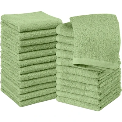 Afbeelding van Utopia Handdoeken Katoenen Washandjes Set 30 x cm, Wit 100% Ring Spun Katoen, Premium Kwaliteit Flanellen, Zeer Absorberend en Zacht Aanvoelende Vingertop (24 Pack,Saliegroen)