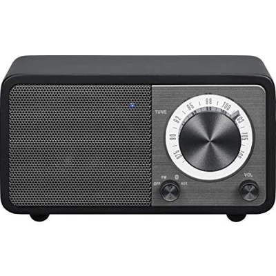 Afbeelding van Sangean Genuine Mini WR 7 FM radio met Bluetooth en houten kast Zwart
