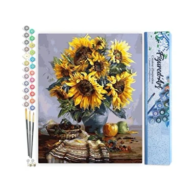 Afbeelding van Figured&#039;Art Schilderen op Nummer Volwassenen canvas Boeket zonnebloemen Handwerk acrylverf Kit DIY Compleet 40x50cm zonder frame