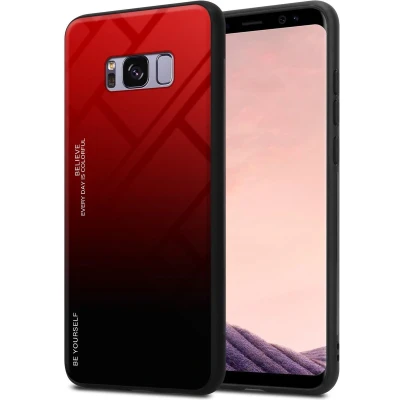 Afbeelding van Cadorabo Hoesje geschikt voor Samsung Galaxy S8 PLUS in ROOD ZWART Tweekleurige beschermhoes TPU silicone Case Cover