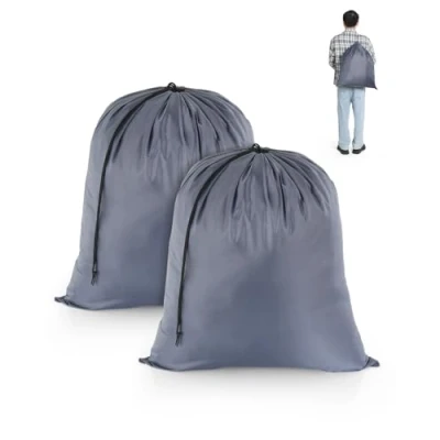 Afbeelding van OTraki 2 pack waszak voor op reis, 50x60cm opvouwbare met trekkoord wasverzamelzak vuile was, kledingzak slaapzaal en reiswasruimte