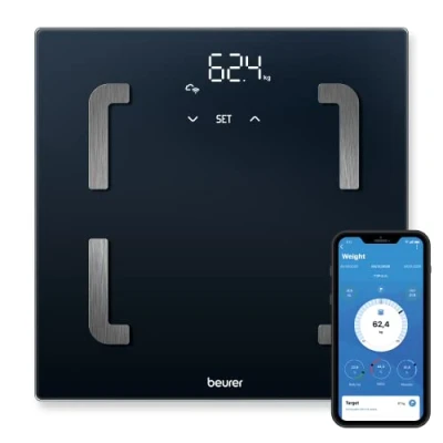 Afbeelding van Beurer BF 880 WIFI Personenweegschaal Lichaamsanalyse Bluetooth® HealthManager Pro app Verlicht Magic Display BMI/AMR/BMR Tot 180 kg 30 x cm 8 Gebruikers + herkenning Veiligheidsglas Incl. batterijen 5 Jaar garantie