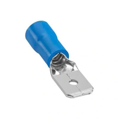Afbeelding van Heschen Mannelijke Quick Disconnects Vinyl Geïsoleerde 6,3 x 0,8 mm kabelklem voor 1,5 2,5 mm² (16 14 AWG) Blauw 100 stuks