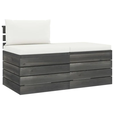 Afbeelding van 2 delige Loungeset met kussens pallet massief grenenhout
