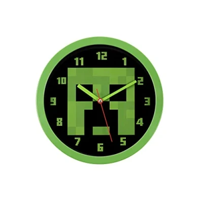 Afbeelding van Minecraft Wandklok, groen en zwart, één maat