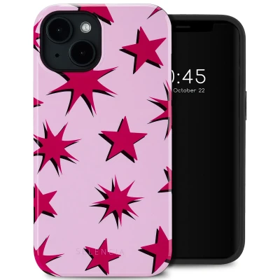 Afbeelding van Apple iPhone 14 MagSafe Hoesje Kunststof Selencia Backcover/Hardcase Stars Rubine Red Light Pink Telefoonhoesje