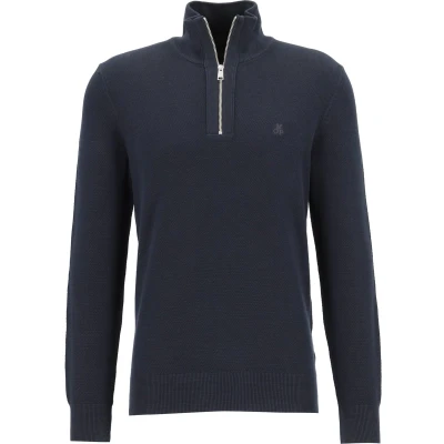Afbeelding van Marc O&#039;Polo regular fit schipperstrui heren trui katoen met opstaande boord donkerblauw (middeldik) Maat: 3XL