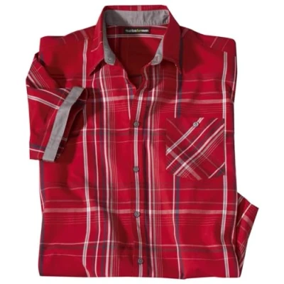 Afbeelding van ATLAS FOR MEN Herenhemd met korte mouwen, verkrijgbaar in grote maten van M tot 5XL, Details blauw chambray, 5XL