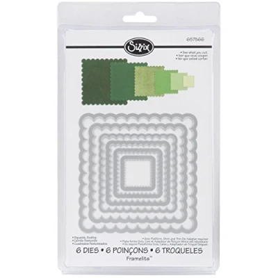 Afbeelding van Sizzix Framelits Stansen Squares Scallop, 6 delige set, meerkleurig