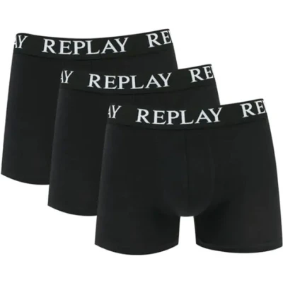 Afbeelding van Replay Boxer Style Basic CUFF LOGO 3 PACK Onderbroeken, Heren, Maat: Small, Black