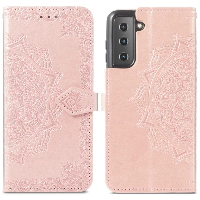 Afbeelding van Samsung Galaxy S21 Hoesje Kunstleder iMoshion Bookcase Rosé goud Telefoonhoesje
