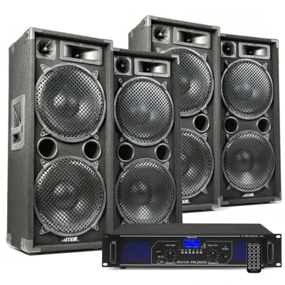 Afbeelding van DJ speakerset met 4x MAX212 speakers en Bluetooth versterker 5600W