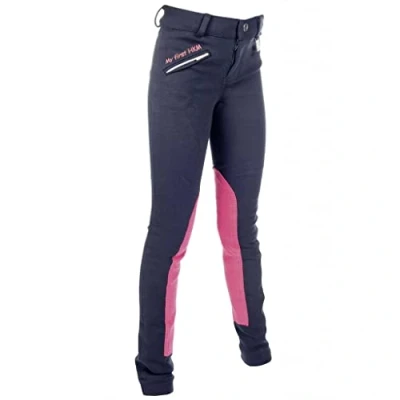 Afbeelding van HKM My first Knie Patches Donkerblauw/Donkerroze 146