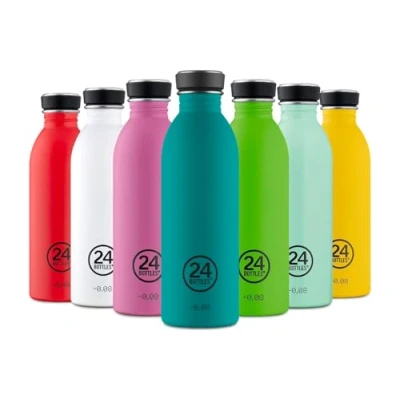 Afbeelding van Waterfles Blauw Atlantic Bay 500 Ml RVS 24Bottles Earth Collection 6,5 X 21 Cm