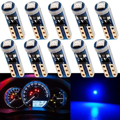 Afbeelding van GLL 10pcs T5 LED Lampen 74 70 37 17 2721 3528 5mm 3030 1SMD voor Auto Speedometer Dashboard Meter Cluster Licht Blauw