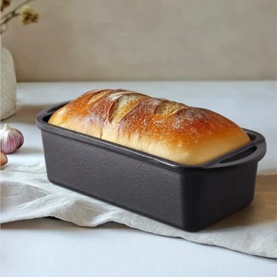 Afbeelding van Navaris gietijzeren broodbakvorm 26 x 12 7 cm Bakvorm voor brood bakken Broodvorm rechthoekig met handvaten Broodpan tot 260C ovenbestendig