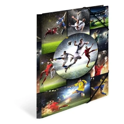 Afbeelding van HERMA 19298 verzamelmap DIN A4 Sport Voetbal, 3 delige set, stevig karton, opbergmap met bedrukte binnenkleppen en elastiek, documentenmap voor kinderen, jongens meisjes