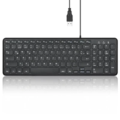 Afbeelding van Perixx PERIBOARD 213 DE Compact bekabeld USB toetsenbord met stille schaarstructuurtoetsen voor computer, cijferblok, laptop en tablet, zwart, QWERTZ