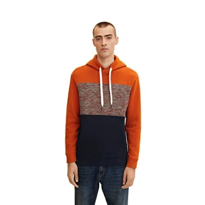Afbeelding van TOM TAILOR Uomini Hoodie in Colourblocking 1032925, 19772 Gold Flame Orange, L