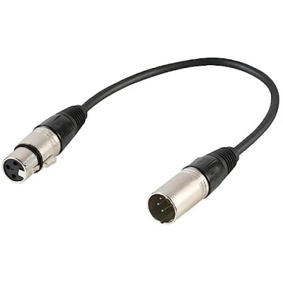 Afbeelding van Pulse PLS00348 5 Pin XLR Mannetje aan 3 Vrouwelijk DMX Adaptor Lood, 0.22m, zwart