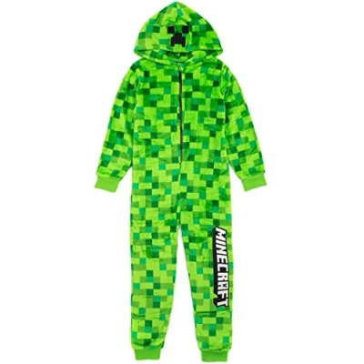Afbeelding van Minecraft Onesie Pixelated Creeper SleepSuit Gamer Gift voor jongens 10 11 jaar