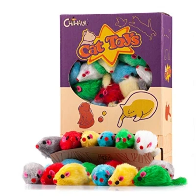 Afbeelding van chiwava 36 stuks 4,1 Inch harige kat speelgoed muizen mooie kleine muis kitten interactief spelen verschillende kleuren