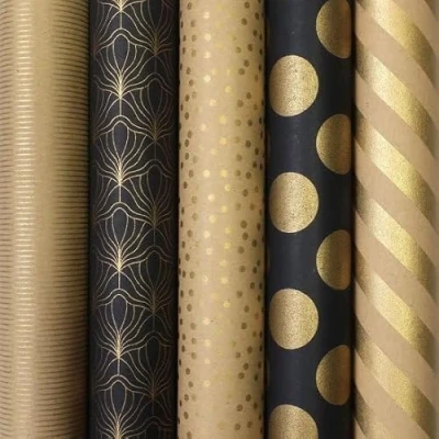Afbeelding van BERLIN cadeaupapier assortiment inpakpapier kerstpapier 3 meter x 70 cm 6 rollen