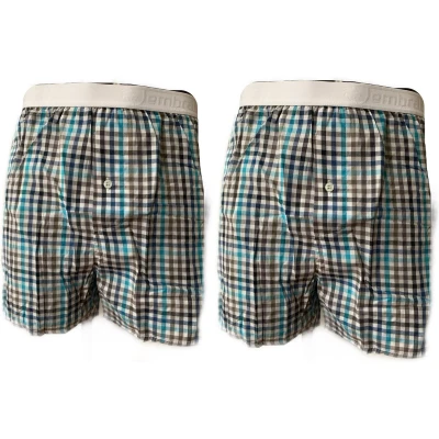Afbeelding van Embrator 2 stuks mannen Boxershorts geweven katoen wit/turquoise/zwart XL