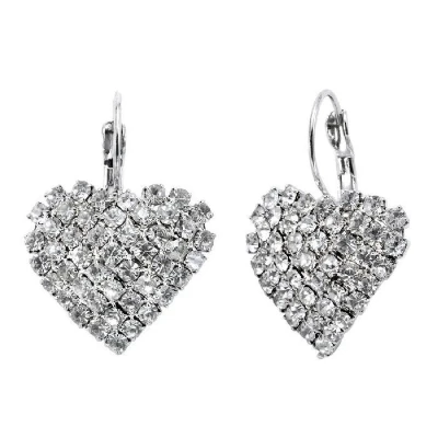Afbeelding van Behave Oorbellen hangers hartje zilver kleur 3 cm