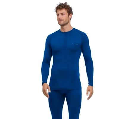Afbeelding van FALKE Heren basislaag shirt Warm Ronde Hals M L/S SH Functioneel materiaal sneldrogend 1 stuk, blauw (Yve 6714) nieuw milieuvriendelijk, XL
