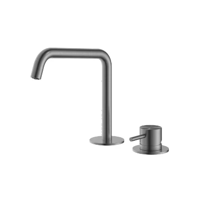 Afbeelding van HotBath Archie Wastafelmengkraan 2 gats zonder waste Geborsteld Gunmetal PVD AR023BGP