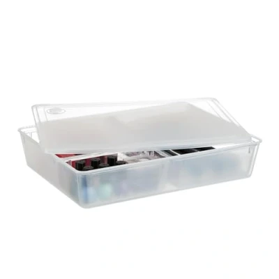 Afbeelding van Relaxdays opbergbox met deksel opbergbak 3 vakken bureau organizer make up