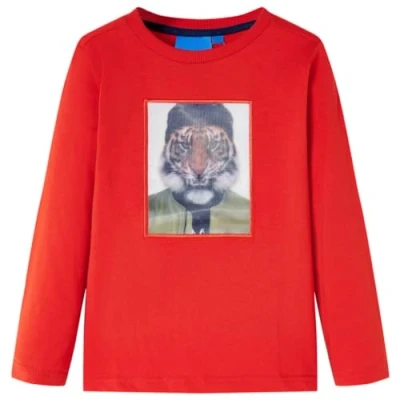 Afbeelding van Kindershirt met lange mouwen tijgerprint 104 rood