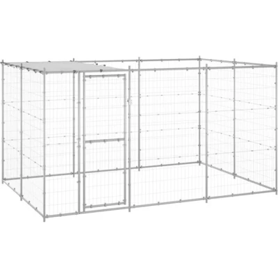 Afbeelding van vidaXL Hondenkennel met dak 7,26 m² gegalvaniseerd staal