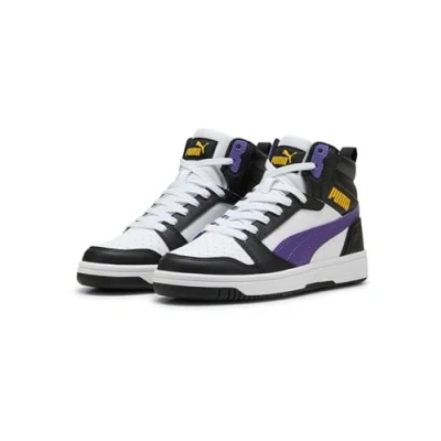 Afbeelding van PUMA Rebound V6 MID JR Sneaker, White Team Violet Zwart, 5.5 UK, 38.5 EU