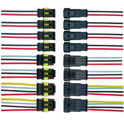 Afbeelding van QitinDasen 8 Set Waterdichte Auto Elektrische Connectoren, Verzegelde Connector Stekke Socket Kit met 16 AWG Voorbedraad, voor Vrachtwagen Boot (2 Pin/3 Pin/4 Pin)