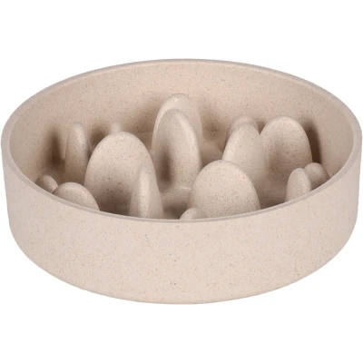 Afbeelding van &quot;Effectieve Anti Schrokbak voor Honden Langzaam Eten met Bamboe&quot; Beige / 790ml 17,50 x 5cm