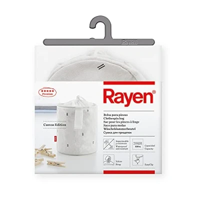 Afbeelding van Rayen tas voor wasknijpers, Canvas Edition, polyester, natuurlijke kleuren en zwart, 18 x 15 cm