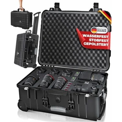 Afbeelding van KESSER® Transportkoffer, fotokoffer, gereedschapskoffer met schuim, harde camerakoffer, universele koffer wielen, telescopische handgreep, waterdicht, outdoor, weerbestendig, schokbestendig, 56 x