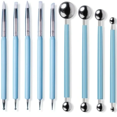 Afbeelding van 9 Stuks Modelleergereedschap, Pottenbakkersgereedschap Keramische Gereedschap Set Snijgereedschap Modelleerbal en Embossing Pen Tool Polymeer Klei Sculpting Tools, Blauw