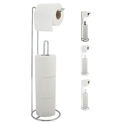 Afbeelding van MSV Wc/toiletrolhouder reservoir metaal zilver 54 cm Voor 4/5 rollen Toiletrolhouders