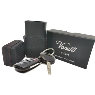Afbeelding van VONETTI Alpha Shield CARBONE Premium RFID signaalblokkerbox Smart autosleutel Faraday signaalbeschermer, Keyless Go blokkeerhoes, crypto portemonnee kluis, signaalblokkering tin