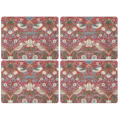 Afbeelding van Pimpernel Strawberry Thief placemat 30x40 cm 4 pack Rood