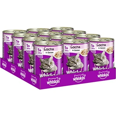 Afbeelding van Whiskas 1+ Met Zalm In Gelei 400 G 96 X 12 Blikken
